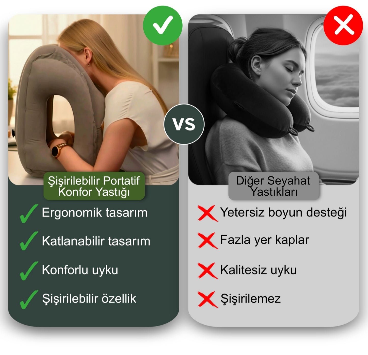 Şişirilebilir Portatif Konfor Yastığı